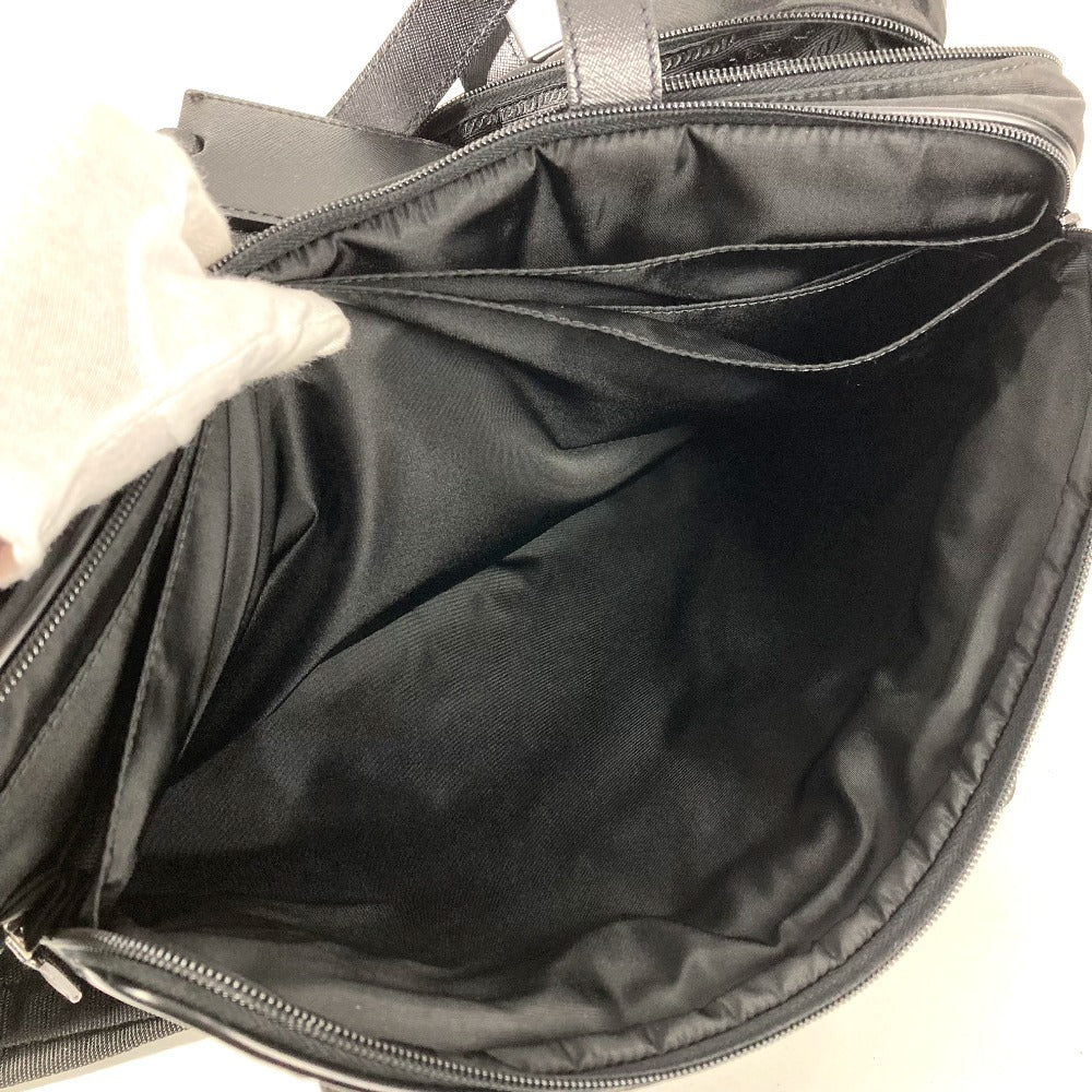 PRADA Triangle Logo Plate Shoulder Bag Handbag 2WAY Bag Business Bag Leather/Nylon Unisex Black