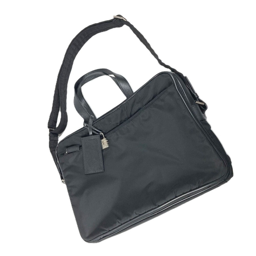 PRADA Triangle Logo Plate Shoulder Bag Handbag 2WAY Bag Business Bag Leather/Nylon Unisex Black