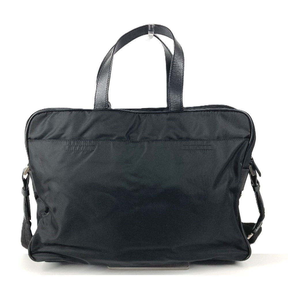 PRADA Triangle Logo Plate Shoulder Bag Handbag 2WAY Bag Business Bag Leather/Nylon Unisex Black