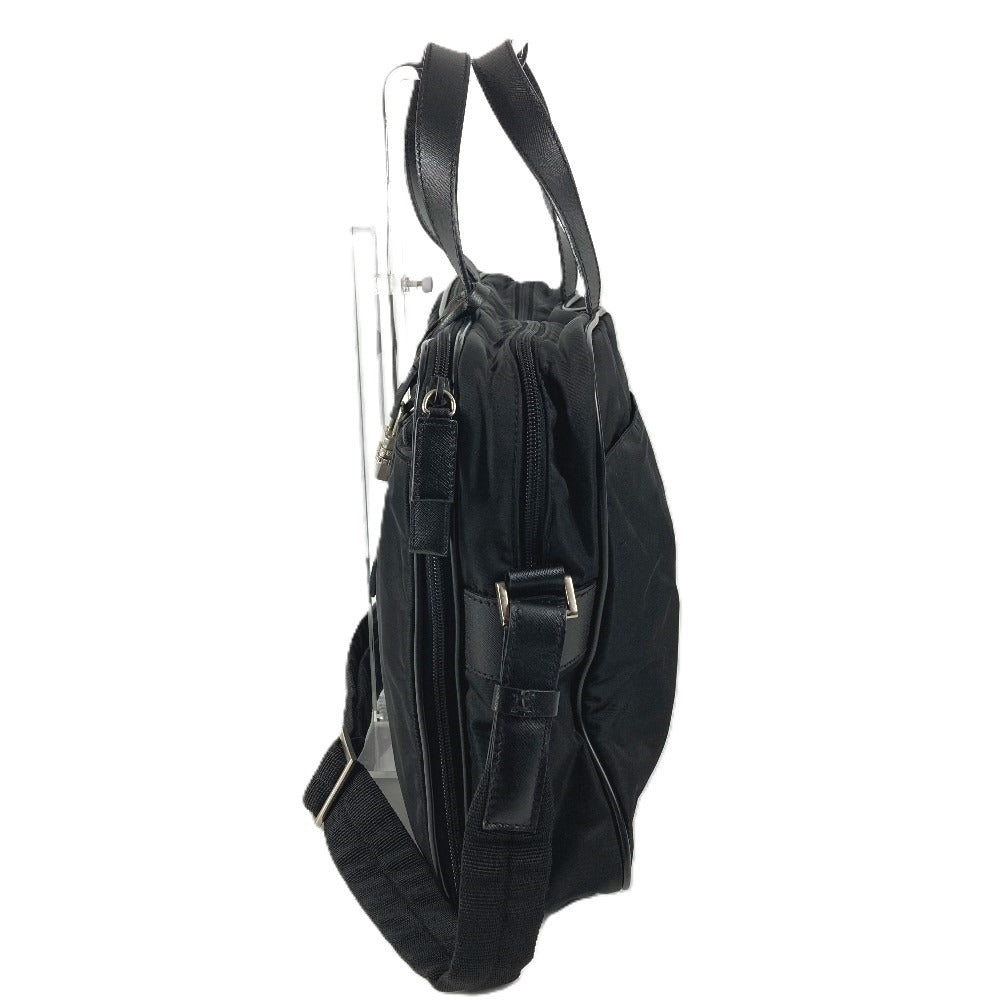 PRADA Triangle Logo Plate Shoulder Bag Handbag 2WAY Bag Business Bag Leather/Nylon Unisex Black