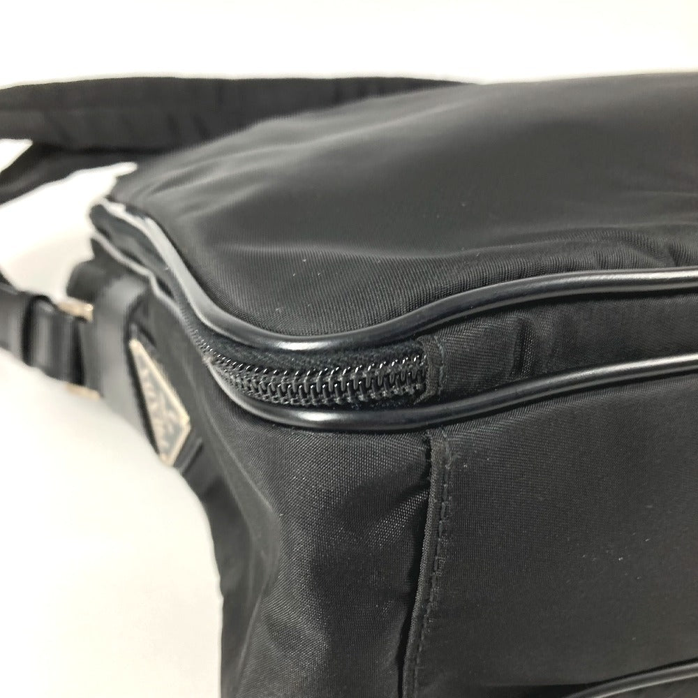 PRADA Triangle Logo Plate Shoulder Bag Handbag 2WAY Bag Business Bag Leather/Nylon Unisex Black