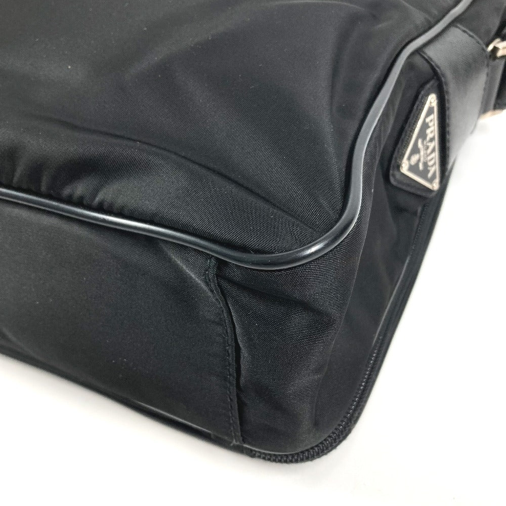 PRADA Triangle Logo Plate Shoulder Bag Handbag 2WAY Bag Business Bag Leather/Nylon Unisex Black
