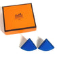 HERMES Triangle Logo Accessory Jewelry Earrings Leather Unisex Blue
