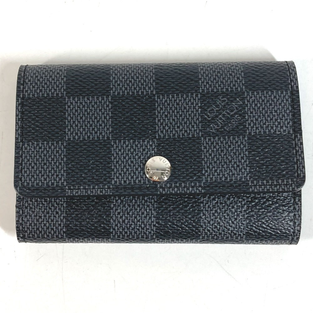 LOUIS VUITTON N62662 Damiere Graphite Multiclé 6 พวงกุญแจ 6 ห่วง พวงกุญแจ 6 ห่วง กุญแจ 6P พวงกุญแจ แคนวาส Damiere Graphite ยูนิเซ็กส์ สีดำ
