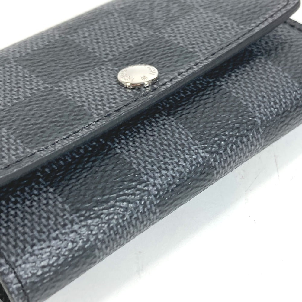 LOUIS VUITTON N62662 Damiere Graphite Multiclé 6 พวงกุญแจ 6 ห่วง พวงกุญแจ 6 ห่วง กุญแจ 6P พวงกุญแจ แคนวาส Damiere Graphite ยูนิเซ็กส์ สีดำ