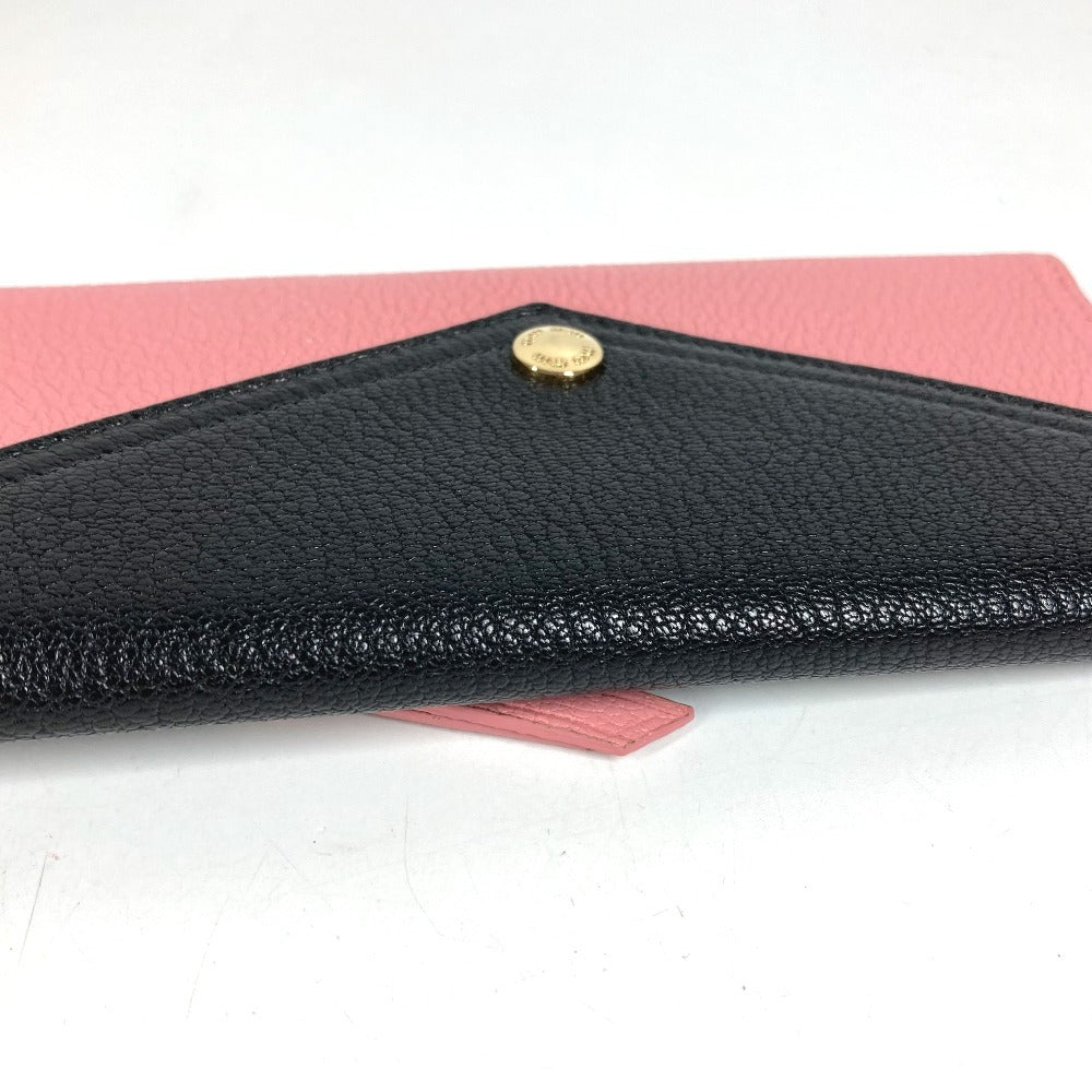 MIUMIU 5MH013 マドラス ロゴ バイカラー フラップ ロングウォレット 2つ折り 長財布 レザー ユニセックス ピンク