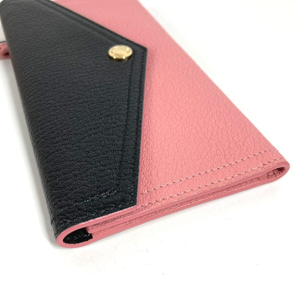 MIUMIU 5MH013 マドラス ロゴ バイカラー フラップ ロングウォレット 2つ折り 長財布 レザー ユニセックス ピンク