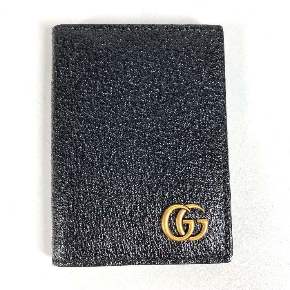 GUCCI 428737 GGマーモント ダブルG GG ロゴ 名刺入れ パスケース 二つ折り 定期入れ カードケース レザー ユニセックス ブラック