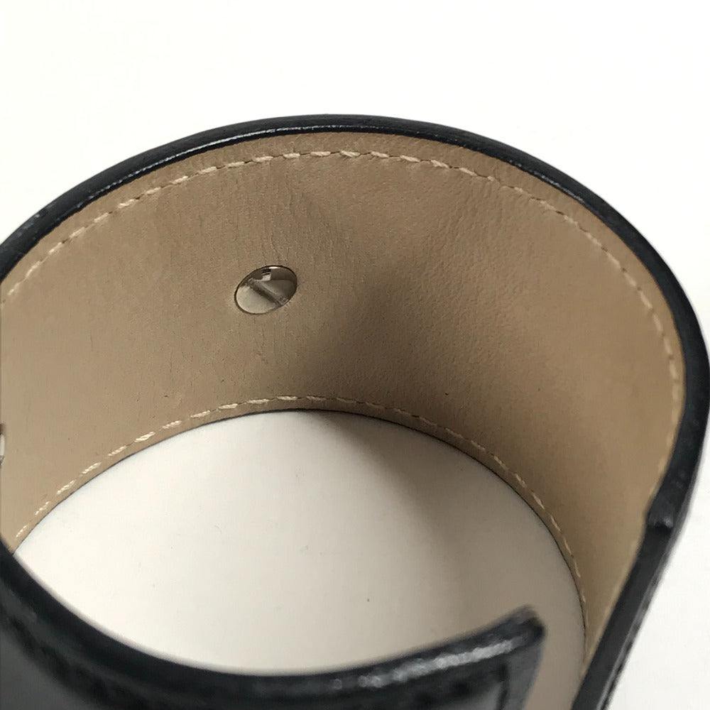 BVLGARI Bvlgari Bvlgari Logo Bangle Accessory Jewelry Bracelet Leather Black/Silver Used