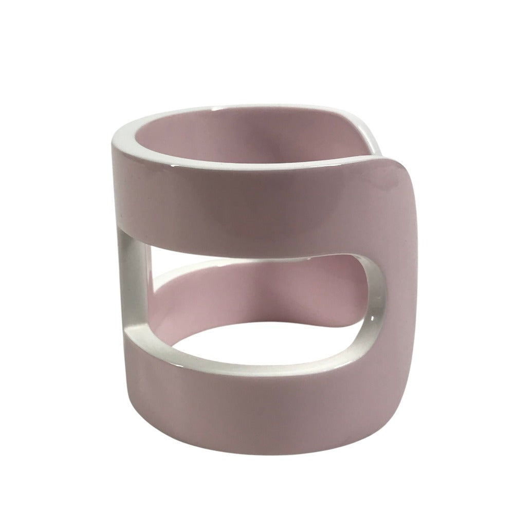 HERMES Anno Bangle Accessory Jewelry Bracelet lacquer pink/White Used