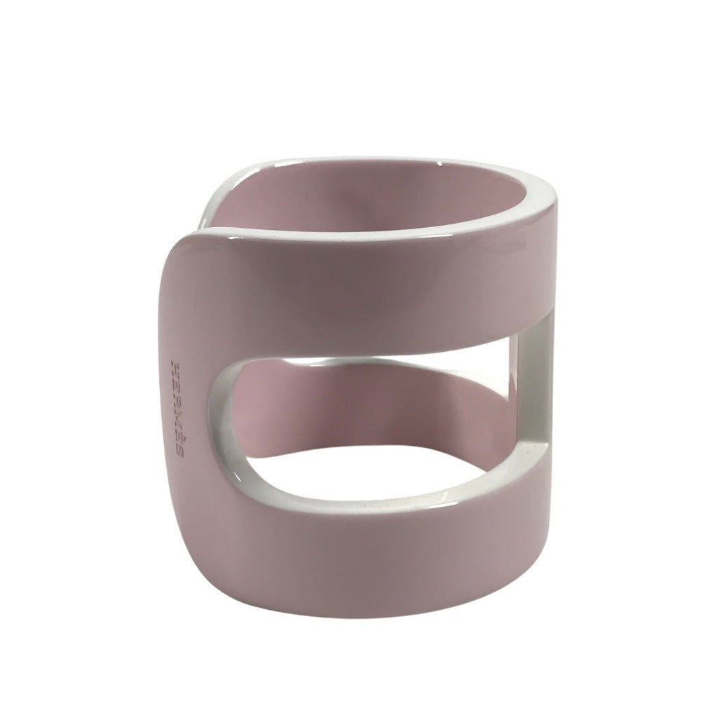 HERMES Anno Bangle Accessory Jewelry Bracelet lacquer pink/White Used
