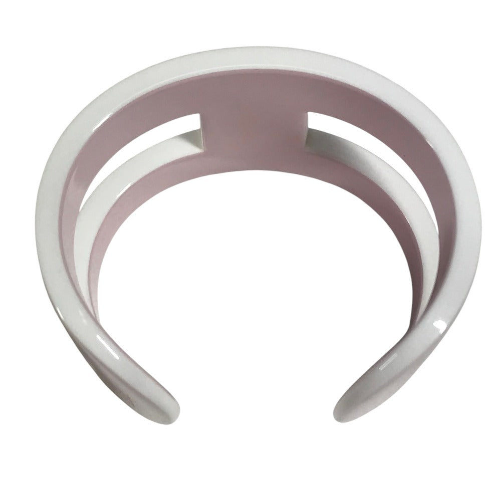 HERMES Anno Bangle Accessory Jewelry Bracelet lacquer pink/White Used