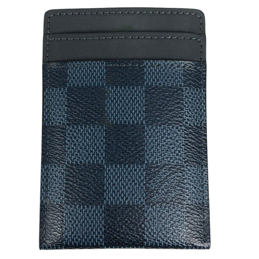 LOUIS VUITTON N63217 Damier Cobalt Porte Cartes Pants Porte Cartes Pants Business card holder, pass case, with money clip Card Case Damier Cobalt Canvas Navy Used