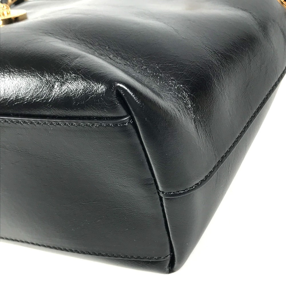VERSACE medusa logo Bag, Tote Bag, Double Chain Bag, Chain Bag Shoulder Bag Leather Black/Gold Used