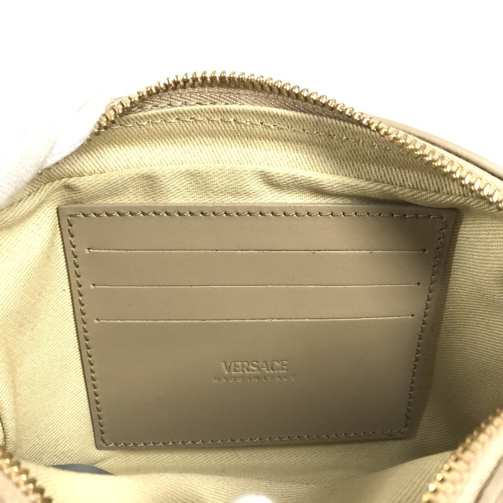 VERSACE Greca logo Pochette Bag Crossbody Shoulder Bag Leather/Canvas Beige Used