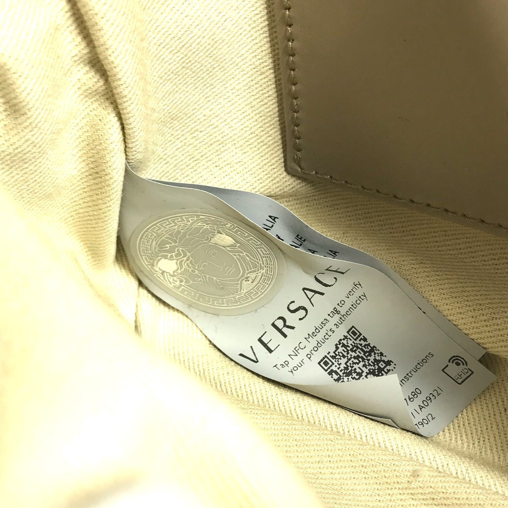 VERSACE Greca logo Pochette Bag Crossbody Shoulder Bag Leather/Canvas Beige Used