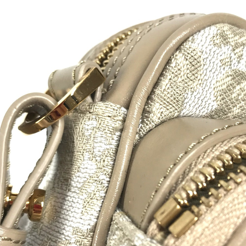 VERSACE Greca logo Pochette Bag Crossbody Shoulder Bag Leather/Canvas Beige Used