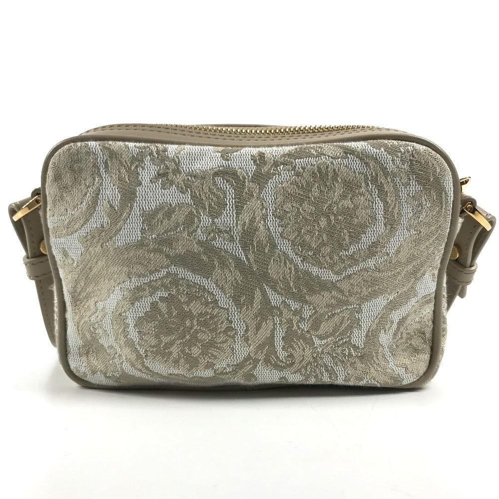 VERSACE Greca logo Pochette Bag Crossbody Shoulder Bag Leather/Canvas Beige Used