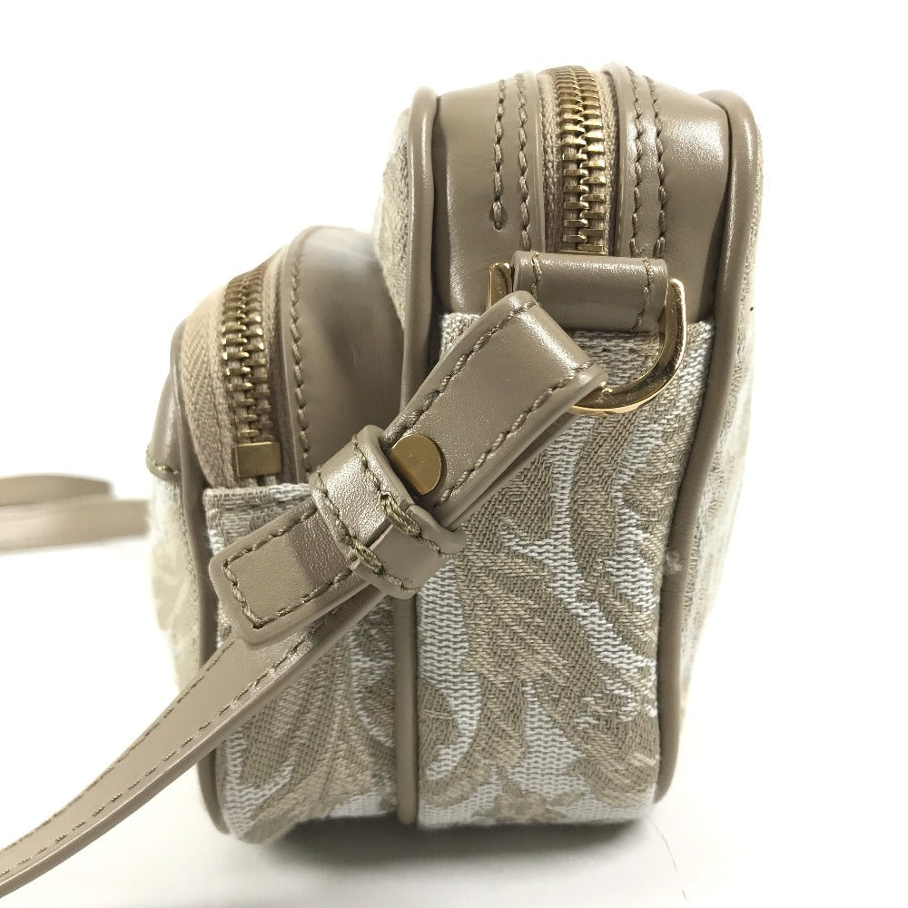 VERSACE Greca logo Pochette Bag Crossbody Shoulder Bag Leather/Canvas Beige Used