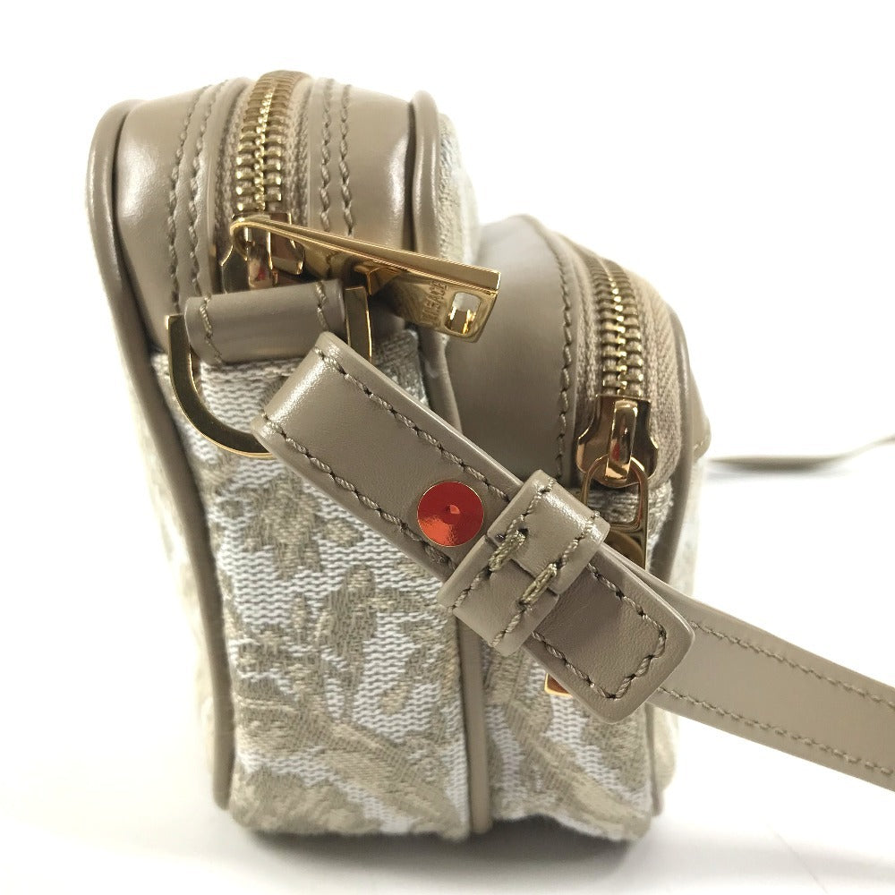 VERSACE Greca logo Pochette Bag Crossbody Shoulder Bag Leather/Canvas Beige Used