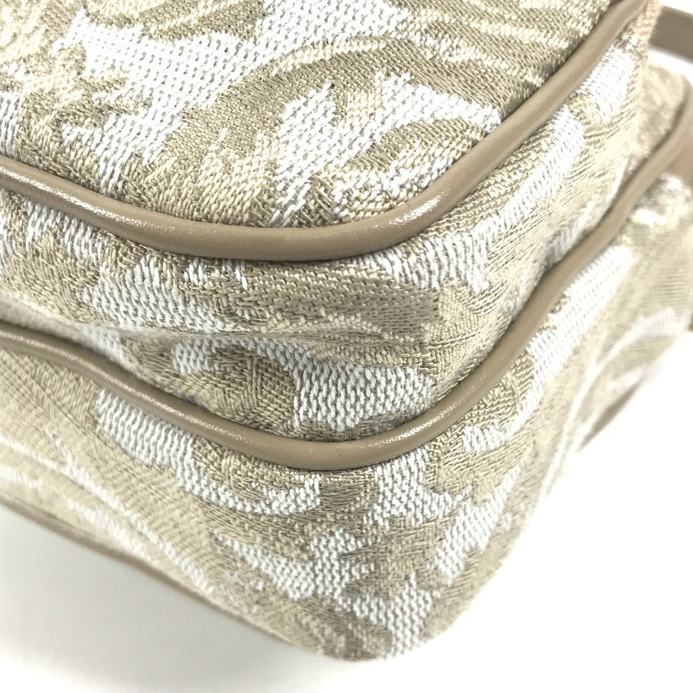 VERSACE Greca logo Pochette Bag Crossbody Shoulder Bag Leather/Canvas Beige Used