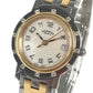 HERMES CL4.222 12P Diamond Butterfly Buckle Combination Clipper Nacre Quartz Date Watch Round Face Two-tone Wristwatch Gold Plated / SS Silver/Gold Used