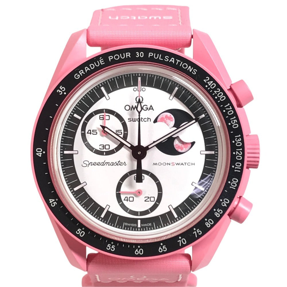 Swatch SO33P700 OMEGA collaboration MISSION TO THE PINK MOONPHASE Men's Watches Wristwatch pink Used