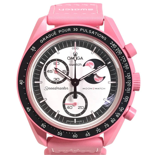 Swatch SO33P700 OMEGA collaboration MISSION TO THE PINK MOONPHASE Men's Watches Wristwatch pink Used