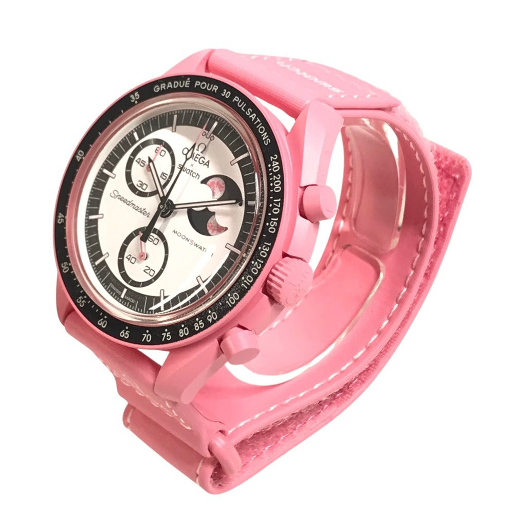 Swatch SO33P700 OMEGA collaboration MISSION TO THE PINK MOONPHASE Men's Watches Wristwatch pink Used