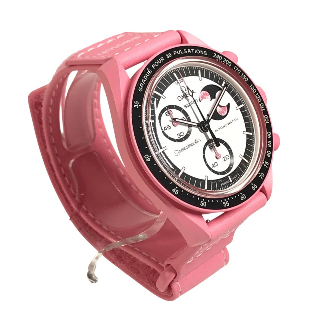 Swatch SO33P700 OMEGA collaboration MISSION TO THE PINK MOONPHASE Men's Watches Wristwatch pink Used