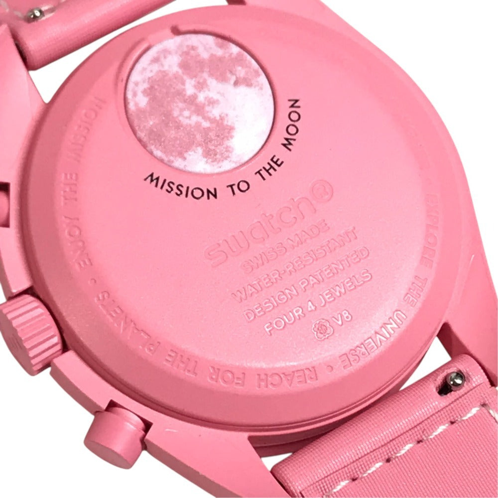 Swatch SO33P700 OMEGA collaboration MISSION TO THE PINK MOONPHASE Men's Watches Wristwatch pink Used