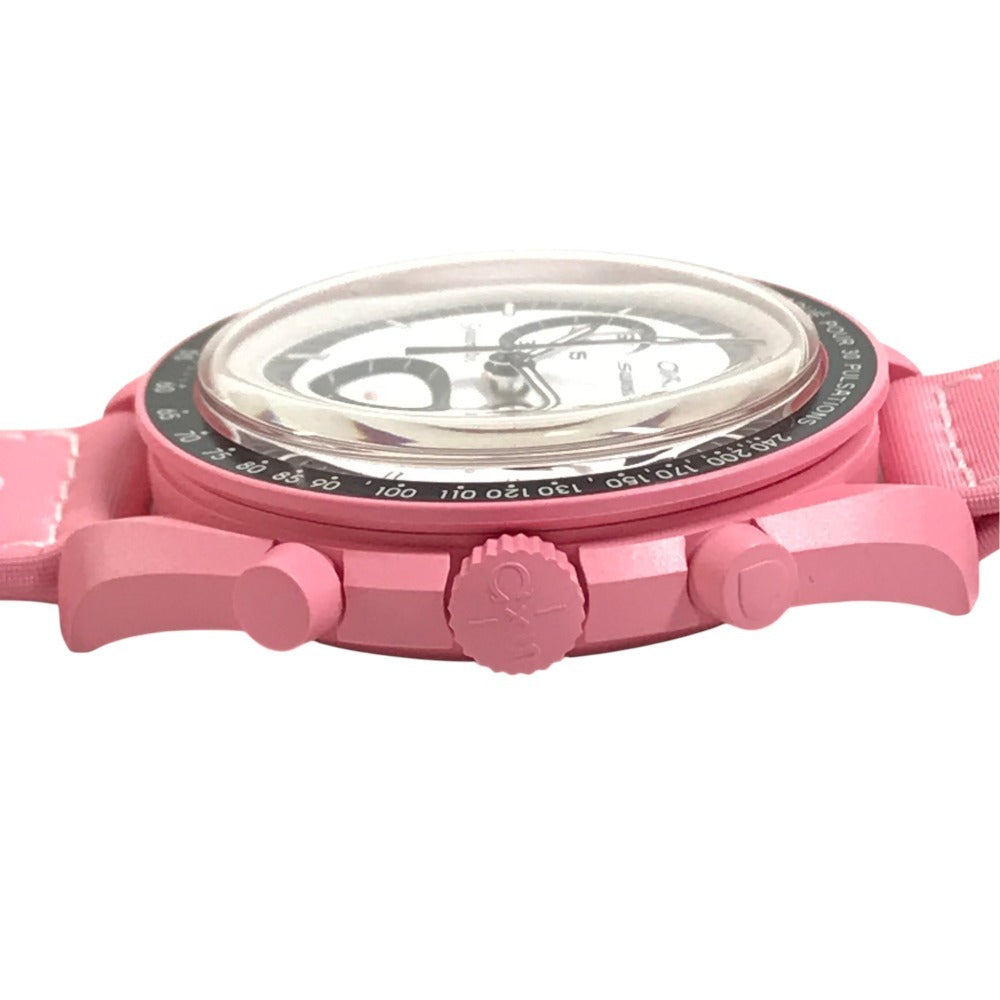 Swatch SO33P700 OMEGA collaboration MISSION TO THE PINK MOONPHASE Men's Watches Wristwatch pink Used