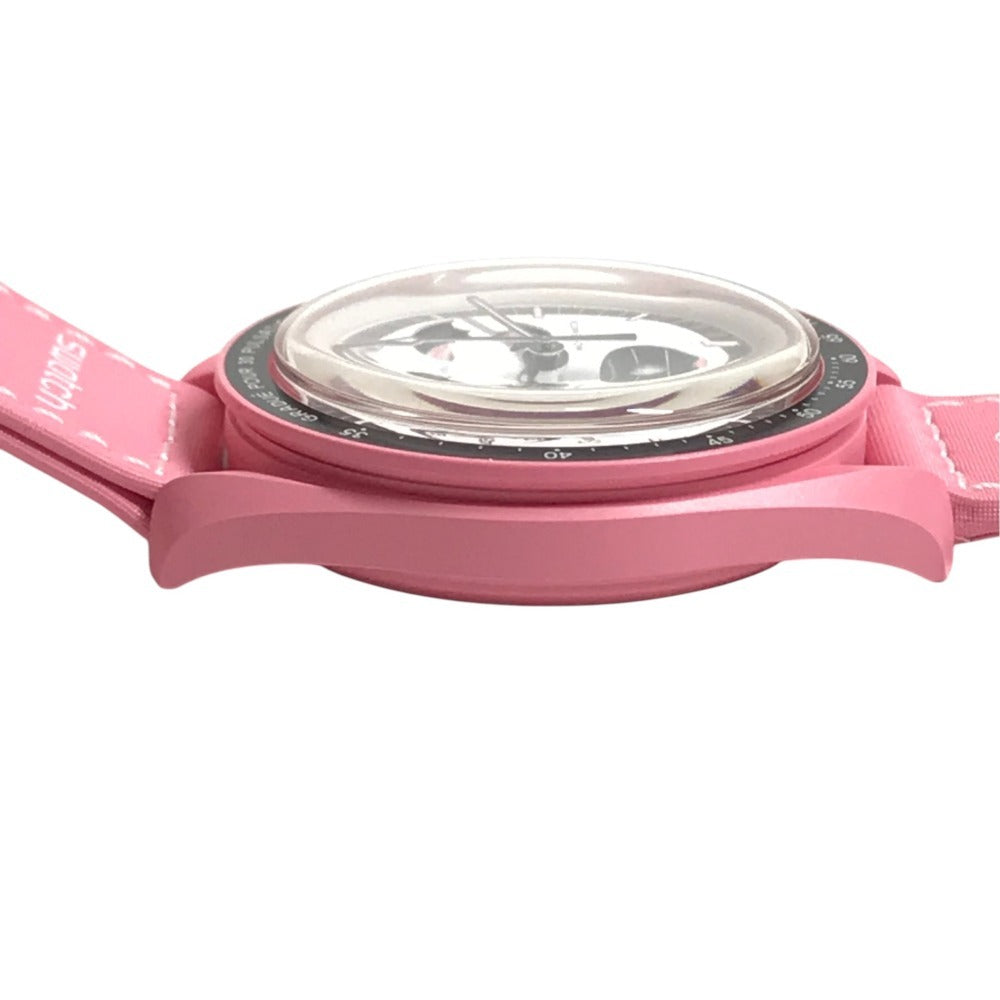 Swatch SO33P700 OMEGA collaboration MISSION TO THE PINK MOONPHASE Men's Watches Wristwatch pink Used