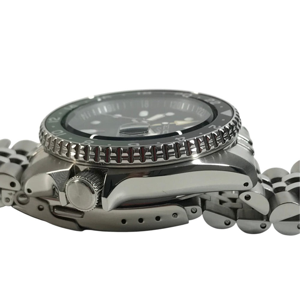 SEIKO SBSC019 5Sports SKX GMT series Seiko Five Sports Men's watch, open case back Wristwatch SS Silver/Green Used