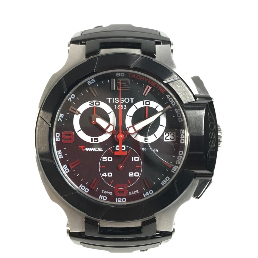 TISSOT T048.417.27.057.00 TLace Chronograph Men's Watches Wristwatch SS Black Used