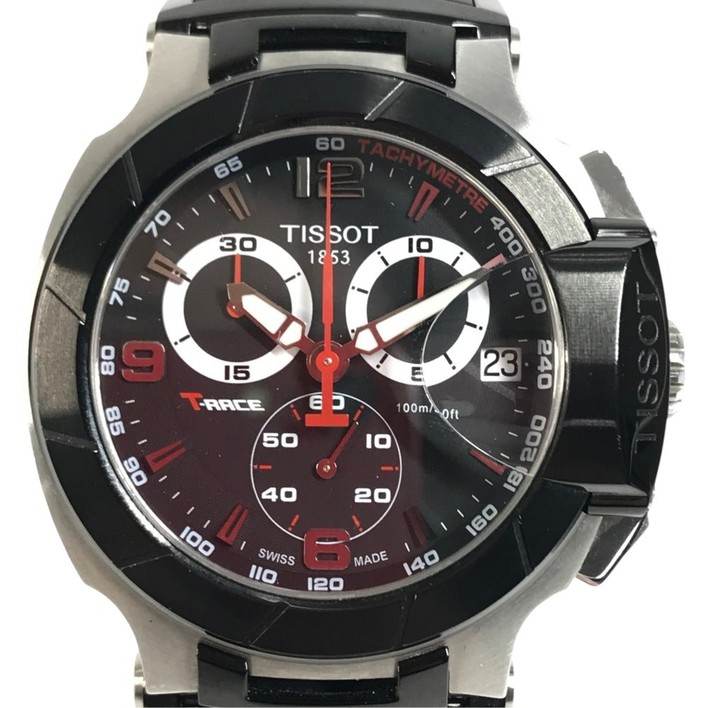 TISSOT T048.417.27.057.00 TLace Chronograph Men's Watches Wristwatch SS Black Used
