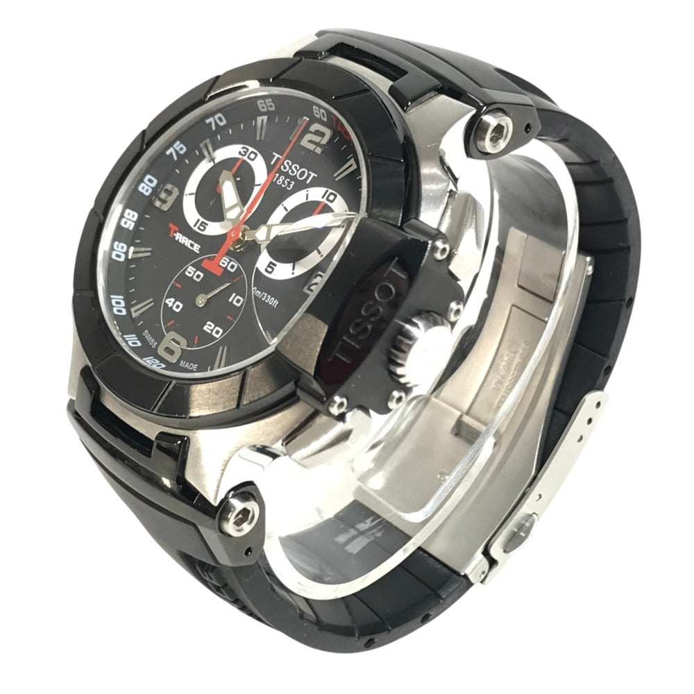 TISSOT T048.417.27.057.00 TLace Chronograph Men's Watches Wristwatch SS Black Used