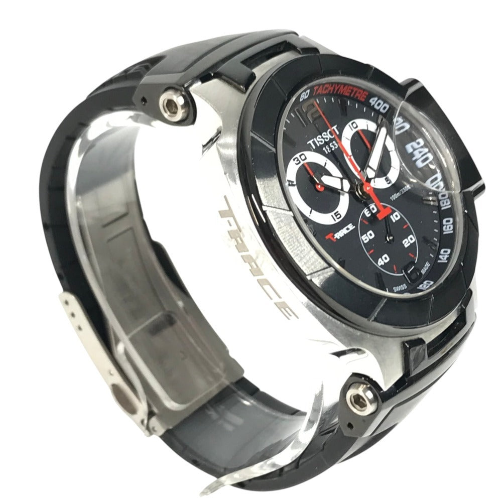 TISSOT T048.417.27.057.00 TLace Chronograph Men's Watches Wristwatch SS Black Used