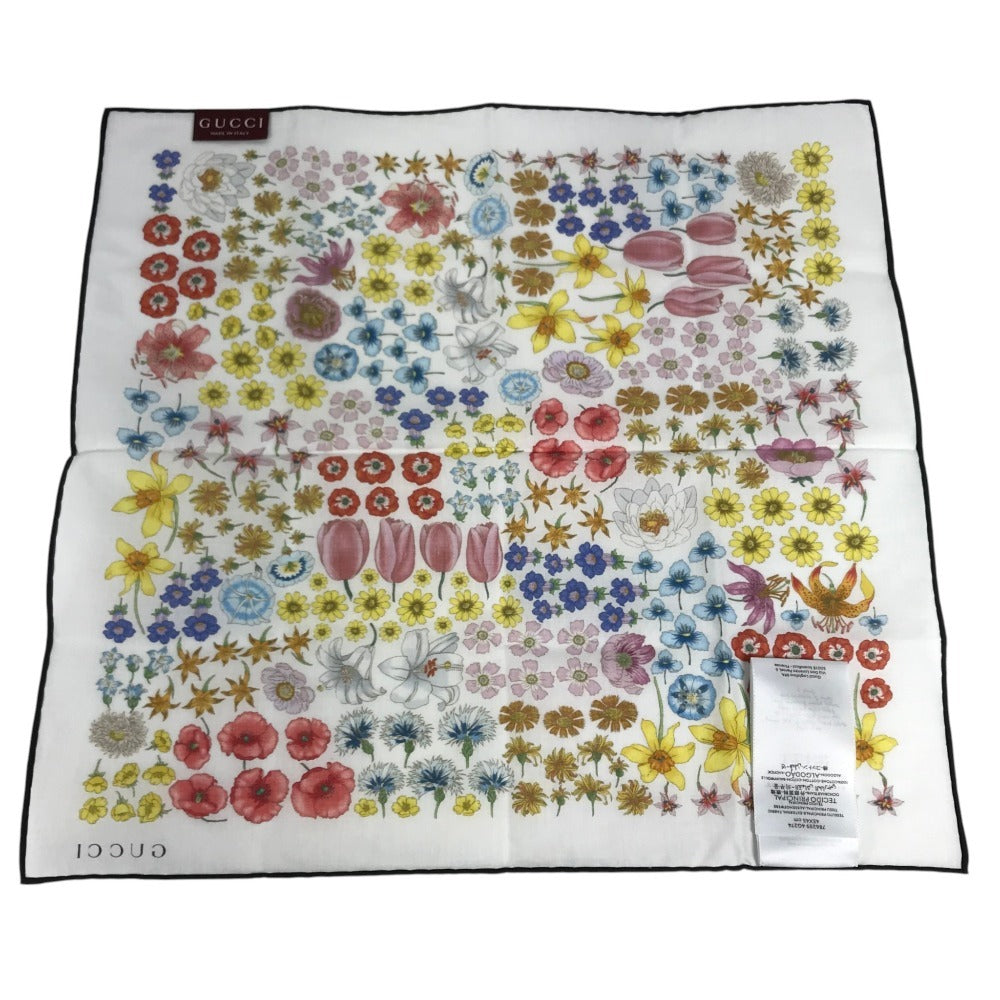 GUCCI 786259 Japan limited JAPAN Flora floral pattern flower Scarf handkerchief cotton White/Multicolore Used