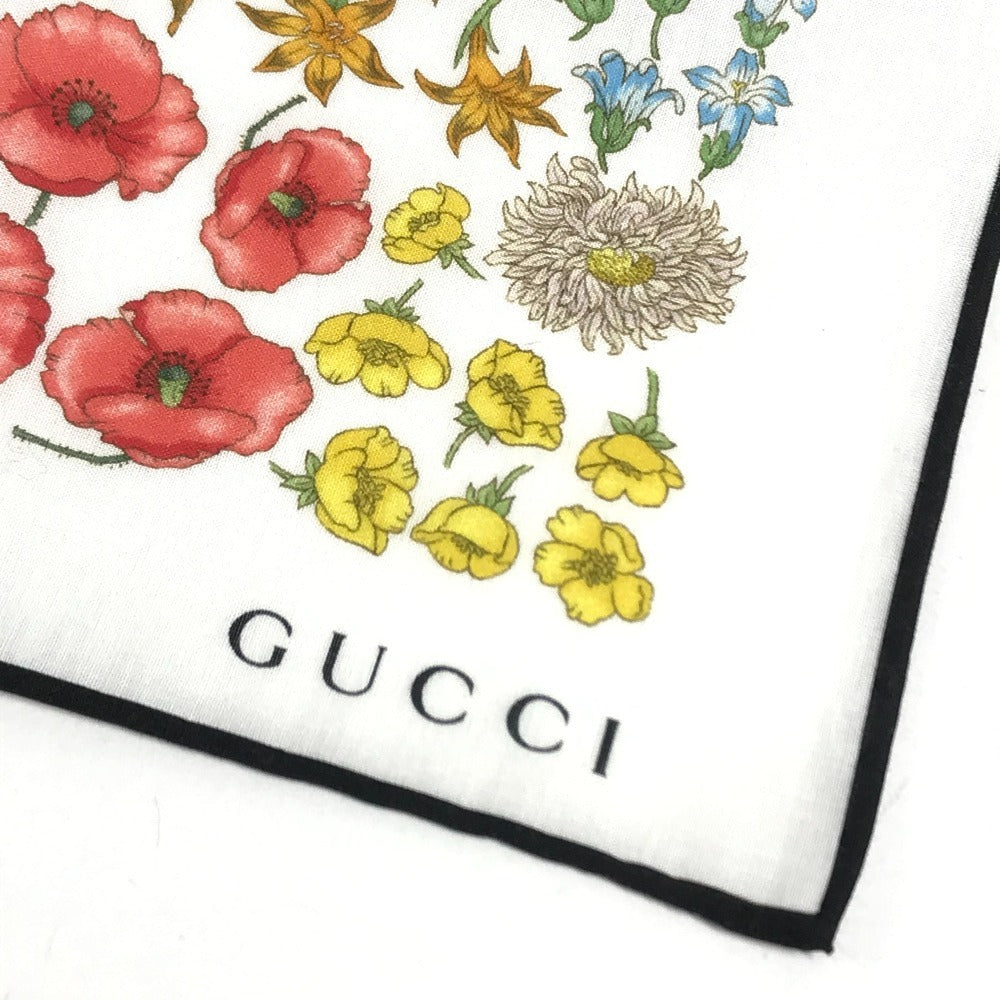 GUCCI 786259 Japan limited JAPAN Flora floral pattern flower Scarf handkerchief cotton White/Multicolore Used