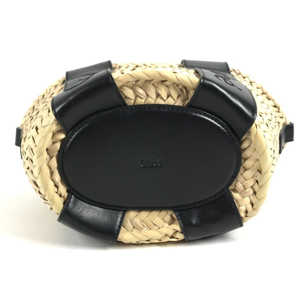 Chloe Sense Mini Sense Mini Basket Bag Bag Tote Bag 2WAY Bag Shoulder Bag Hand Bag Raffia / Leather Black/Beige Used