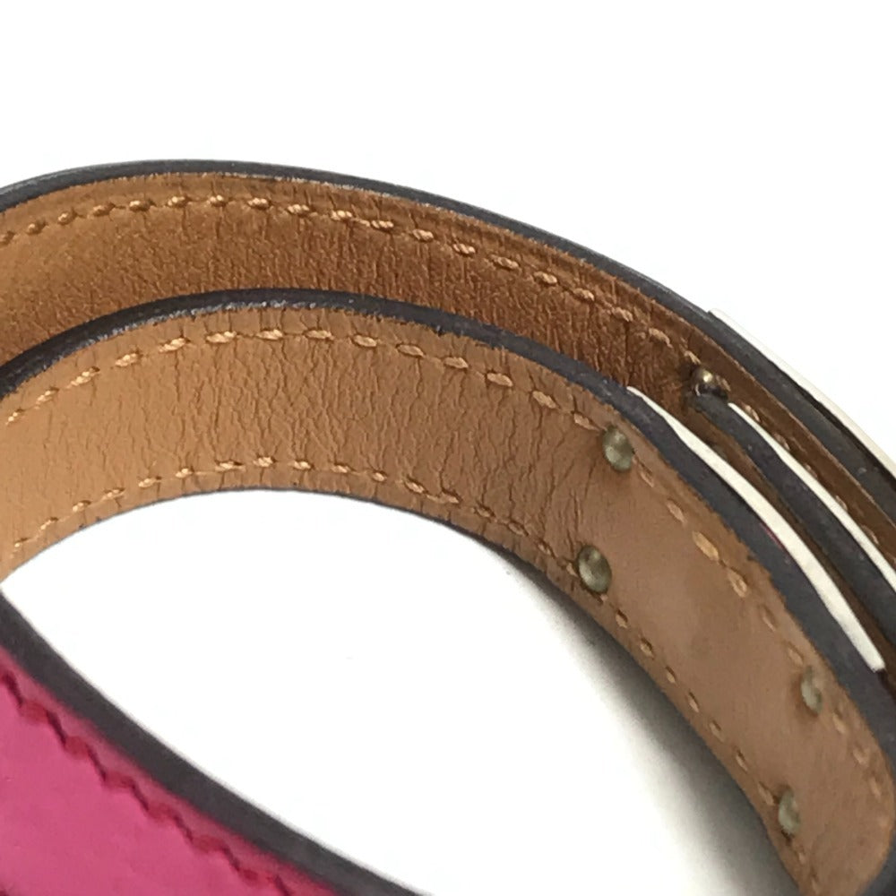 HERMES Kelly Double Tour Double Bracelet Bangle accessory, leather Bracelet Leather pink/SilverHardware Used