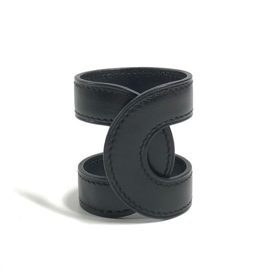 HERMES Ano Leather Bangle Bangle accessory Leather bangle Bracelet Leather Black Used