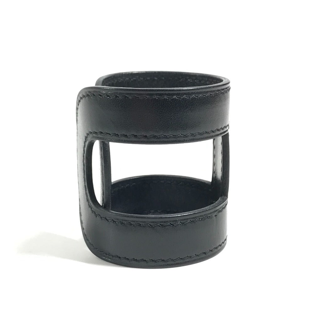 HERMES Ano Leather Bangle Bangle accessory Leather bangle Bracelet Leather Black Used