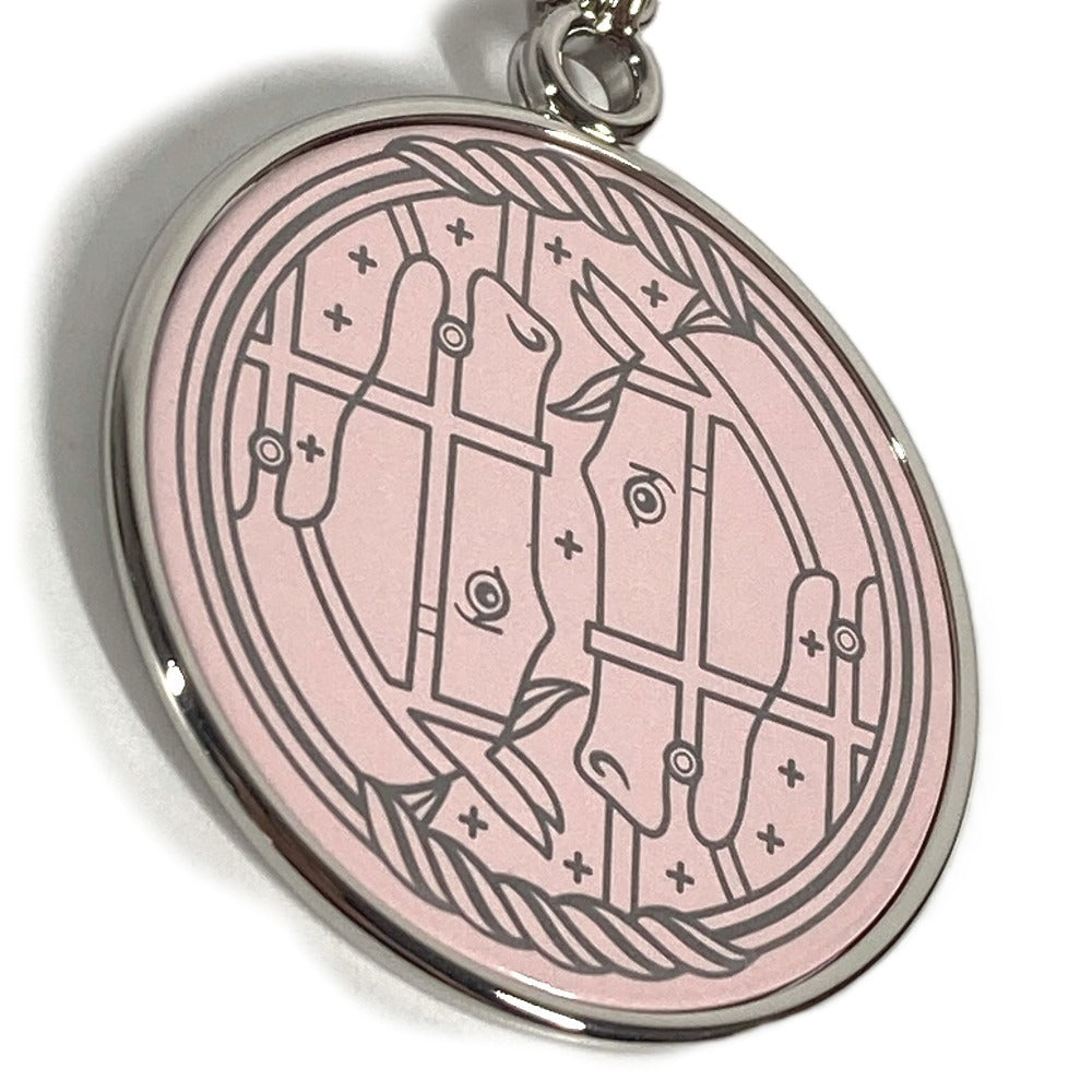 HERMES Long Necklace Cheval Horse Medallion Quadrière Quadrière GM Accessories Jewelry Chain Necklace Necklace Metal Silver/pink Used