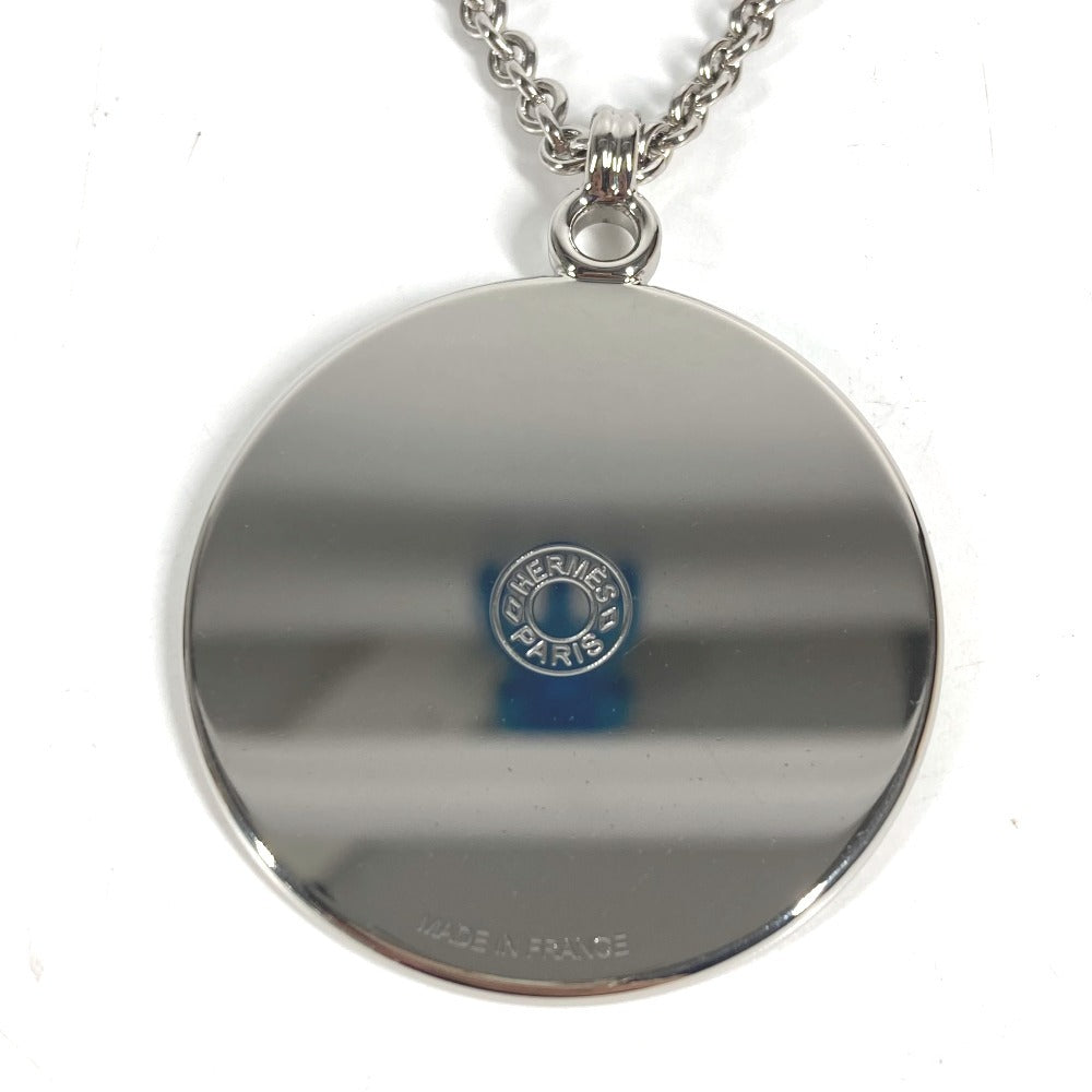 HERMES Long Necklace Cheval Horse Medallion Quadrière Quadrière GM Accessories Jewelry Chain Necklace Necklace Metal Silver/pink Used
