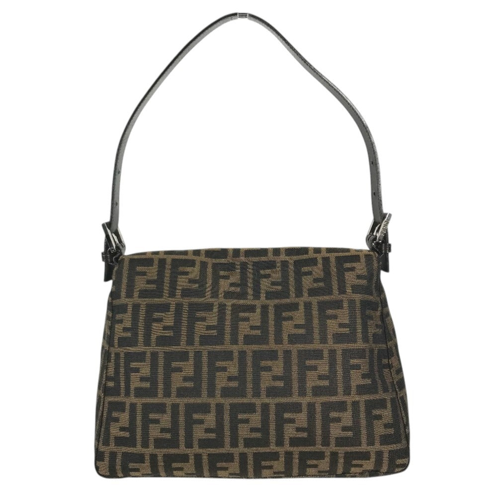FENDI Mamma Baguette Logo bag flap shawl Shoulder Bag Canvas/Leather Brown Used