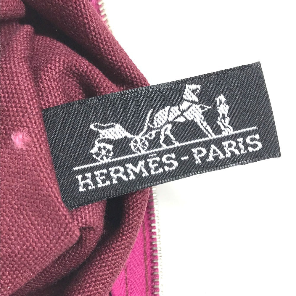 HERMES Sac de Plage Nomade PM Bag, Tote Bag with Pouch, Vertical Tote Hand Bag Canvas pink/Brown Used