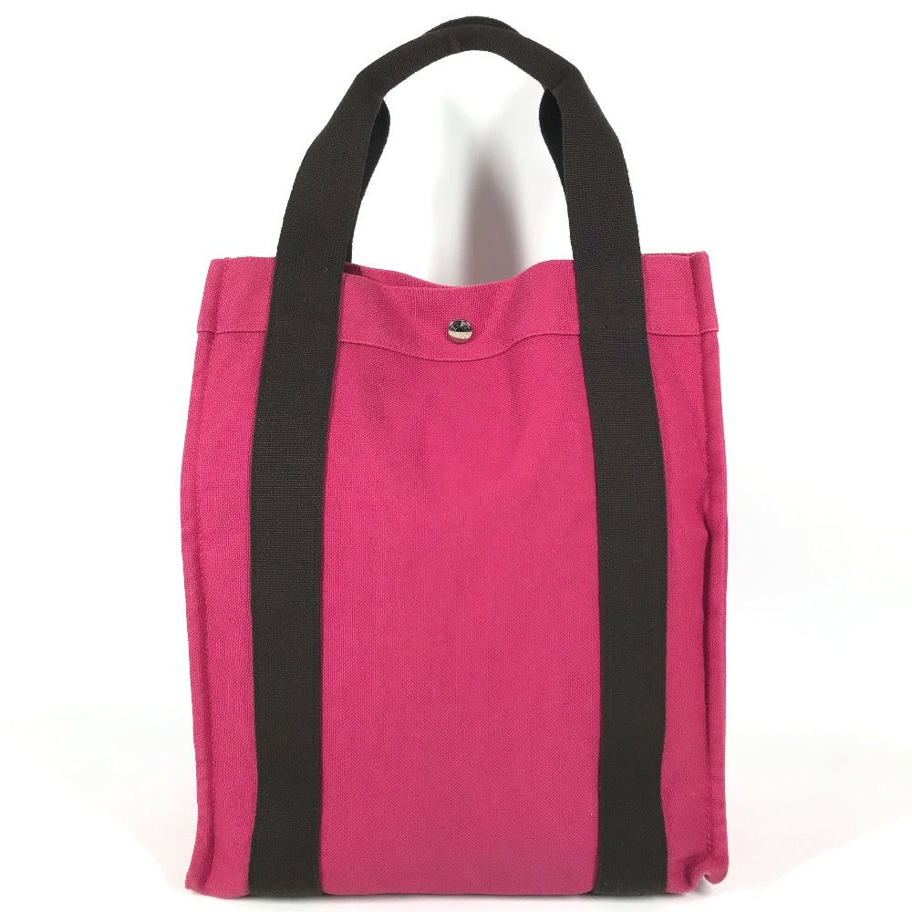 HERMES Sac de Plage Nomade PM Bag, Tote Bag with Pouch, Vertical Tote Hand Bag Canvas pink/Brown Used