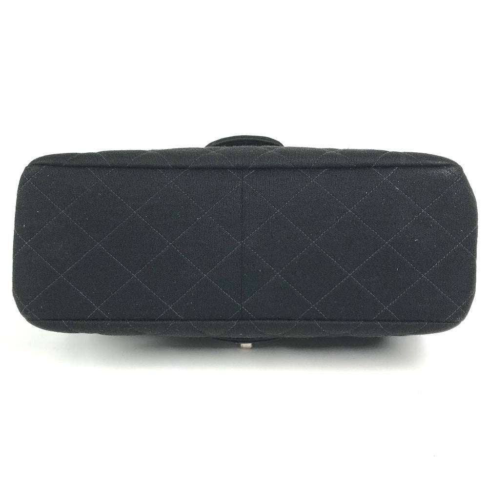 CHANEL W face CC CC Mark Logo Double Flap bag flap shawl Shoulder Bag cotton Black/SilverHardware Used